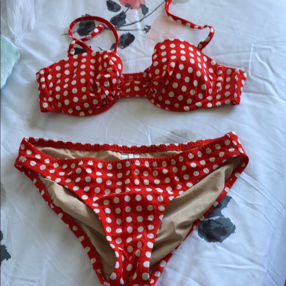 J. Crew Red Polka Dot Bikini